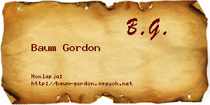 Baum Gordon névjegykártya